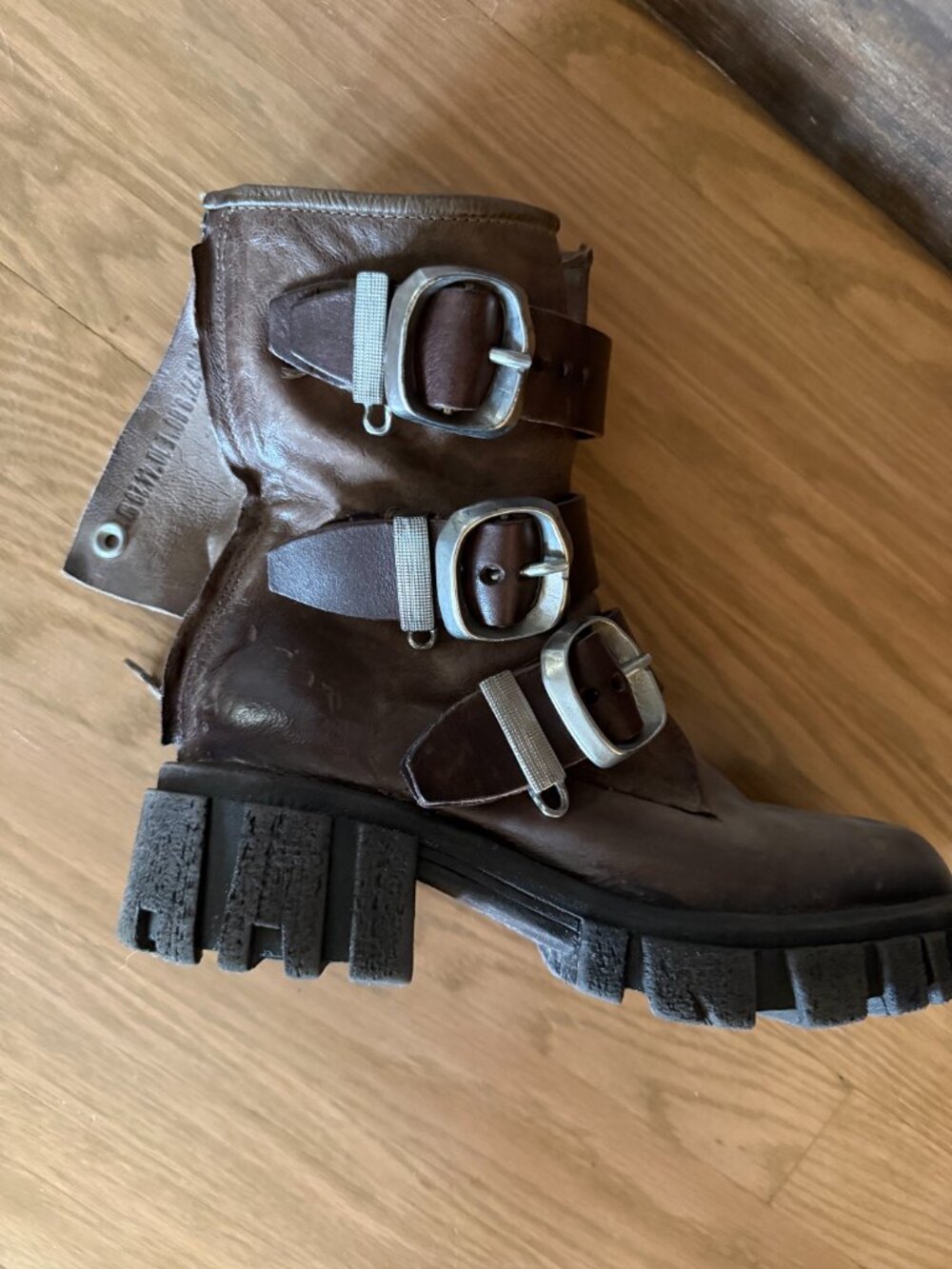A.S.98 Hamish Buckle Combat Boots in Brown (Rock) Leather - Size 38 - Picture 4 of 11